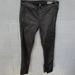 Rag & Bone by INTERMIX Metallic Bottom Zipper Ankle Low Rise Pants sz 28